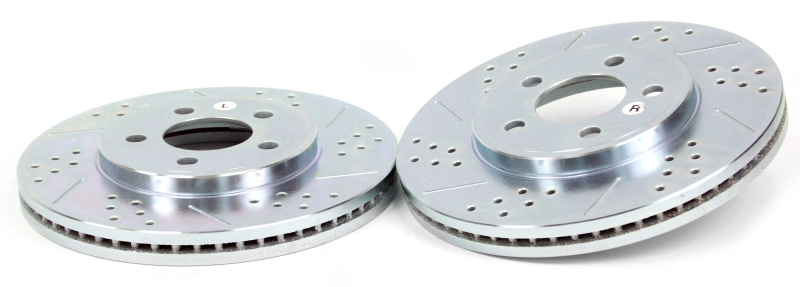 Lincoln Town Car Brake Rotors (2) - Front - Baer Brakes - Slot & Drilled Claw Performance - Zinc-Plated - `03-`11